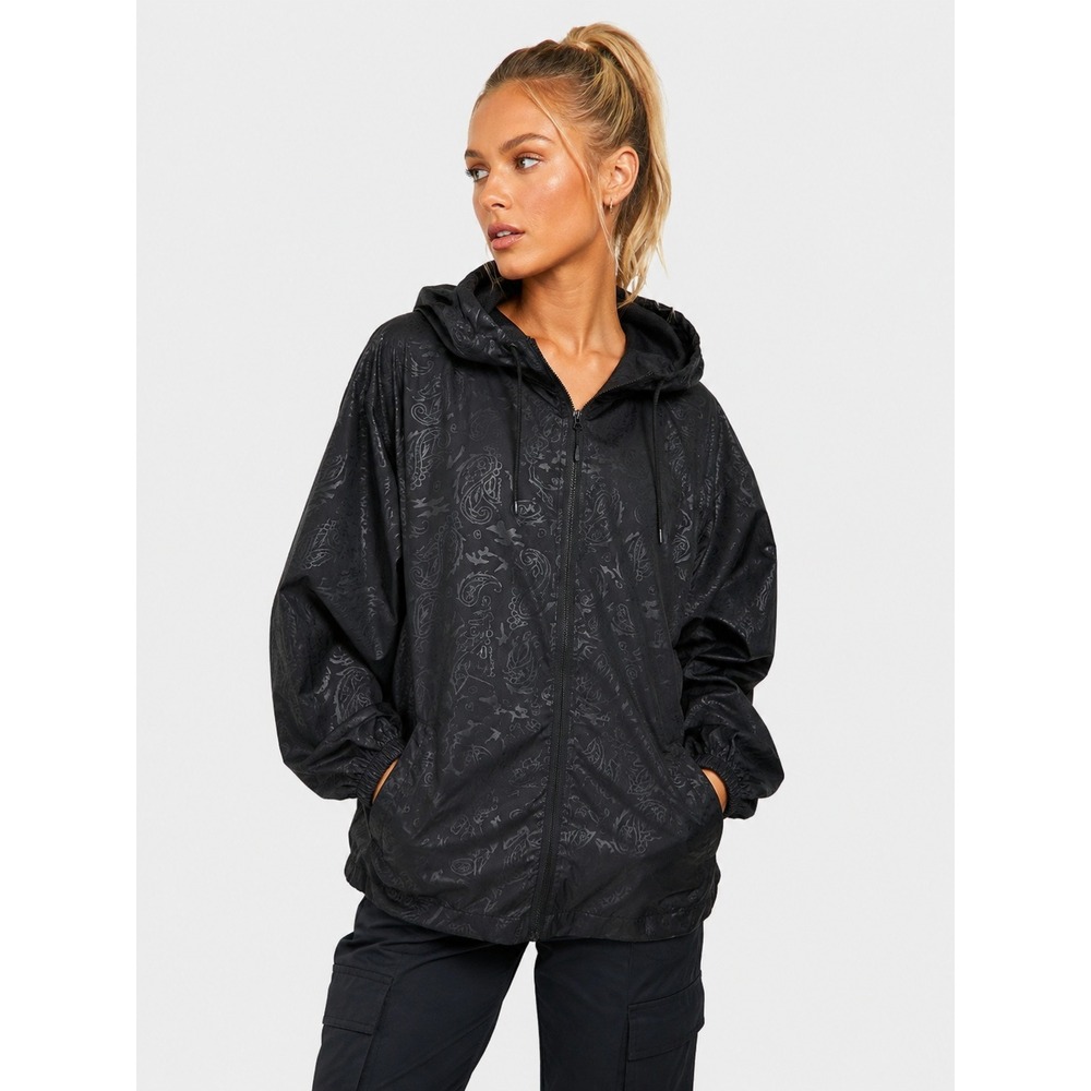 Culture Kings Duplex Windbreaker Jacket Black Paisley Hooded M L NWT New